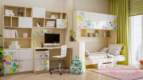 Детская комната Флёр (Белый/корпус Клен) в Волгограде - volgograd.katalogmebeli.com | фото