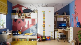 Детская комната Клаксон без машинок (Белый/корпус Клен) в Волгограде - volgograd.katalogmebeli.com | фото