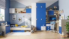 Детская комната Скай (Синий/Белый/корпус Клен) в Волгограде - volgograd.katalogmebeli.com | фото
