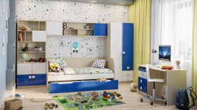Детская комната Скай Люкс (Синий/Белый/корпус Клен) в Волгограде - volgograd.katalogmebeli.com | фото