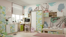 Детская комната Твит (Белый/Зеленый/корпус Клен) в Волгограде - volgograd.katalogmebeli.com | фото