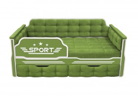 Кровать 170 серии Спорт 2 ящика 76 Зелёный (мягкие боковые накладки) в Волгограде - volgograd.katalogmebeli.com | фото