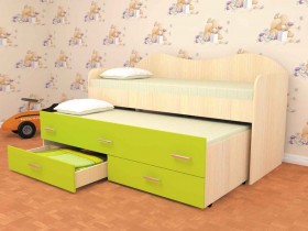 Кровать детская Нимфа двухместная 2.0 Дуб молочный/Лайм в Волгограде - volgograd.katalogmebeli.com | фото