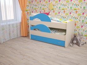Кровать детская Радуга 1600 Млечный дуб/Голубой в Волгограде - volgograd.katalogmebeli.com | фото