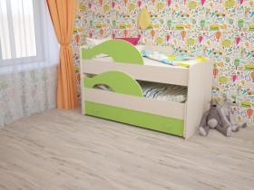 Кровать детская Радуга 1600 Млечный дуб/Салатовый в Волгограде - volgograd.katalogmebeli.com | фото