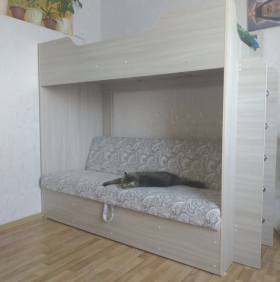 Кровать двухъярусная с диваном (Беленый дуб) в Волгограде - volgograd.katalogmebeli.com | фото