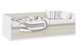 Кровать «Сканди» с 2 ящиками Дуб Гарден/Белый/Глиняный серый в Волгограде - volgograd.katalogmebeli.com | фото