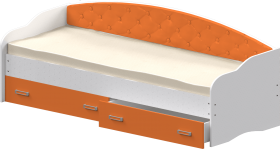 Кровать Софа-7 с мягкой спинкой (800х2000) Белый/Оранжевый в Волгограде - volgograd.katalogmebeli.com | фото