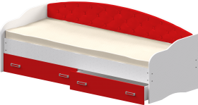Кровать Софа-8 с мягкой спинкой (900х1900) Белый/Красный в Волгограде - volgograd.katalogmebeli.com | фото