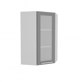 Квадро ВПУС 550 шкаф верхний угловой со стеклом высокий (Железо/корпус Серый) в Волгограде - volgograd.katalogmebeli.com | фото