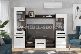 Мебель для гостиной МГС 6 (Исполнение 1/Венге/Белый глянец) в Волгограде - volgograd.katalogmebeli.com | фото