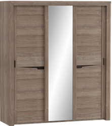 Шкаф трехдверный Соренто с раздвижными дверями Дуб стирлинг/Кофе структурный матовый в Волгограде - volgograd.katalogmebeli.com | фото 1